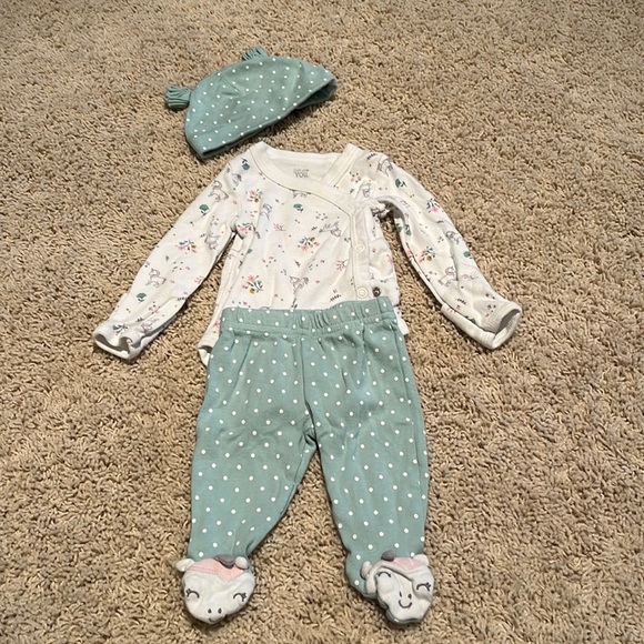 Carter's Other - Baby Newborn Adorable Unicorn Just One You by Carters 3-piece Outfit